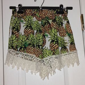 Steezyer  pineapple print  crochet trim sheer  Sz S
